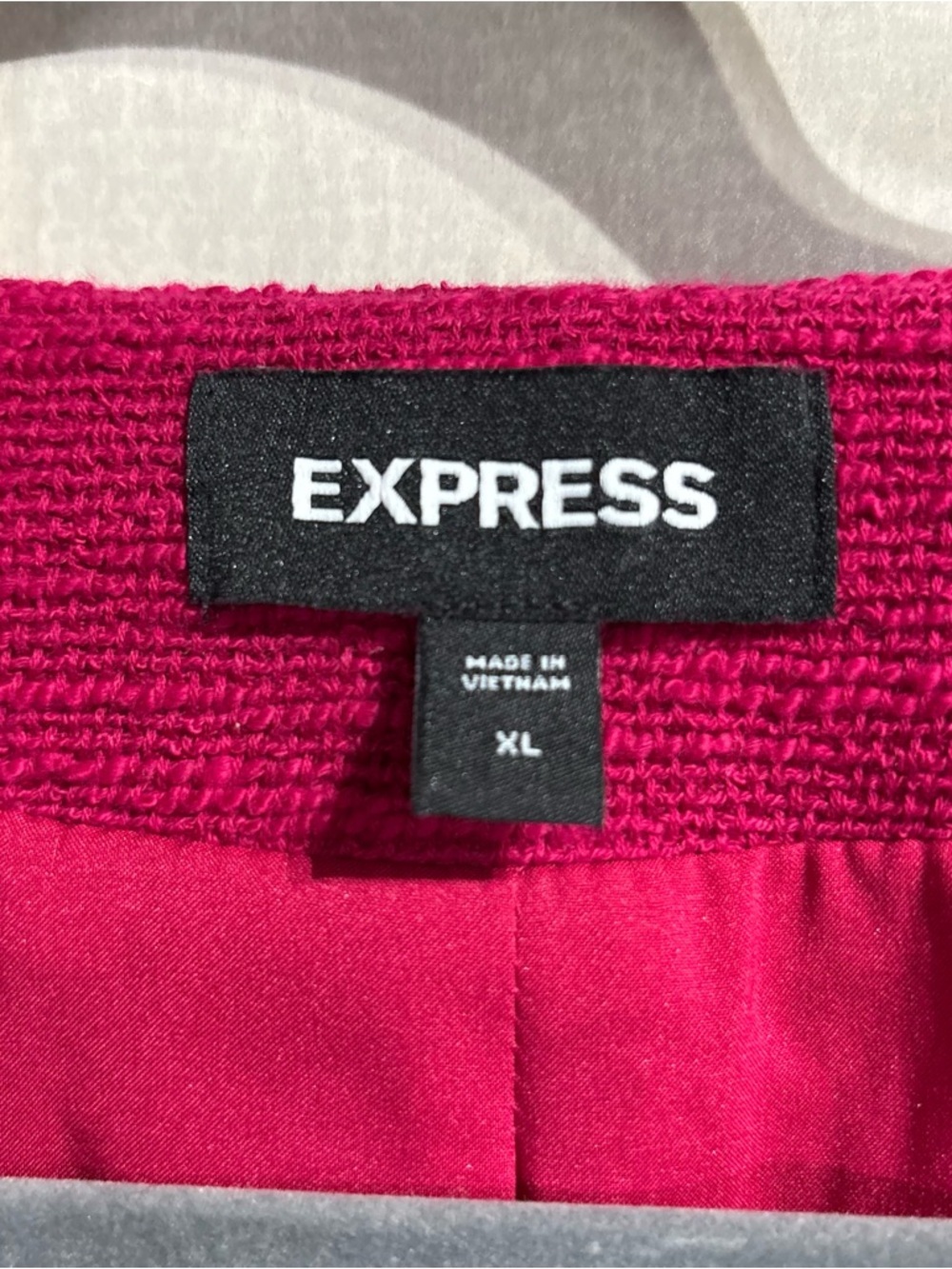 Express Pink Cropped Blazer Jacket Textured Gold Button XL - Picture 6 of 12
